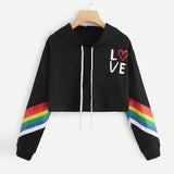 Fashion Female Long Sleeve Hoodie Pullover Sweatshirt Rainbow