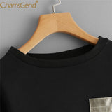 Newly Design Women Girls Blocking Cropped Top Draw-String Long Sleeve