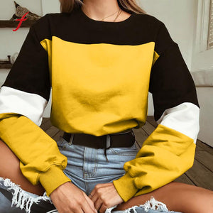 Womens Long Sleeve Splcing Color Sweatshirt Pullover Tops