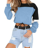 Womens Long Sleeve Splcing Color Sweatshirt Pullover Tops