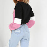 Womens Long Sleeve Splcing Color Sweatshirt Pullover Tops