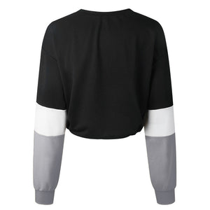 Womens Long Sleeve Splcing Color Sweatshirt Pullover Tops
