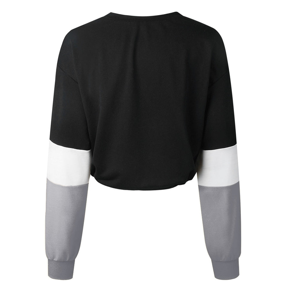 Womens Long Sleeve Splcing Color Sweatshirt Pullover Tops