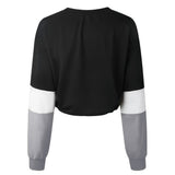 Womens Long Sleeve Splcing Color Sweatshirt Pullover Tops