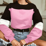 Womens Long Sleeve Splcing Color Sweatshirt Pullover Tops