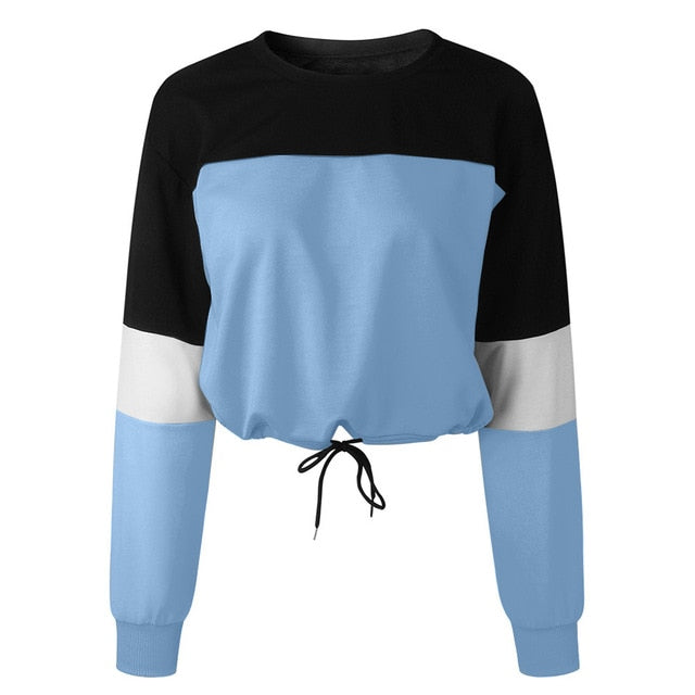 Womens Long Sleeve Splcing Color Sweatshirt Pullover Tops