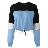 Womens Long Sleeve Splcing Color Sweatshirt Pullover Tops