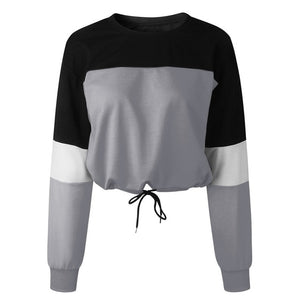 Womens Long Sleeve Splcing Color Sweatshirt Pullover Tops