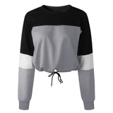 Womens Long Sleeve Splcing Color Sweatshirt Pullover Tops