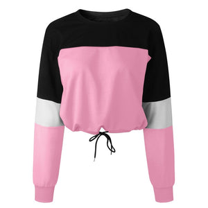 Womens Long Sleeve Splcing Color Sweatshirt Pullover Tops