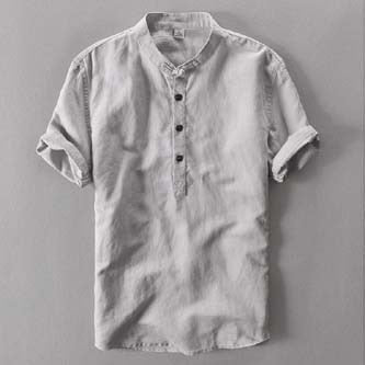 2019 New Summer Brand Shirt Men Short Sleeve Loose Thin Cotton Linen Shirt Male Fashion Solid Color