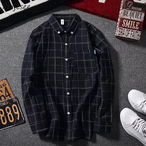 Shirts Men Plaid Long Sleeved Simple All-fmatch Korean Style Trendy