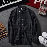 Shirts Men Plaid Long Sleeved Simple All-fmatch Korean Style Trendy