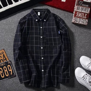 Shirts Men Plaid Long Sleeved Simple All-fmatch Korean Style Trendy