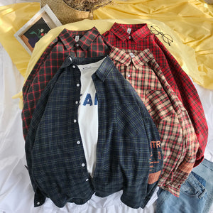 Privathinker Men Embroidery Plaid Shirts Designer Mens Harajuku Korean Fashion Shirt Male