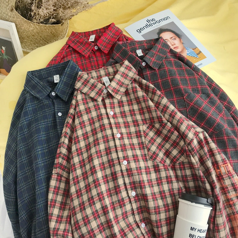 Privathinker Men Embroidery Plaid Shirts Designer Mens Harajuku Korean Fashion Shirt Male