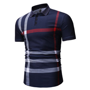 Polo men's color matching striped POLO shirt men's short-sleeved
