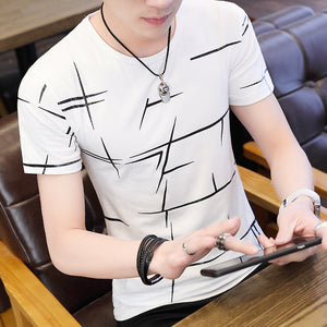 Mens Summer T Shirt Striped 3D Print Men T Shirt