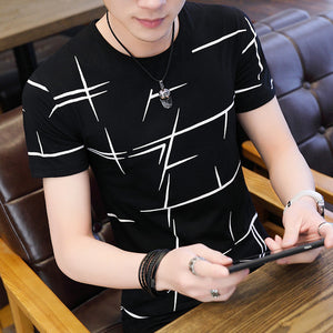Mens Summer T Shirt Striped 3D Print Men T Shirt