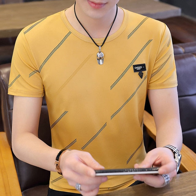Mens Summer T Shirt Striped 3D Print Men T Shirt