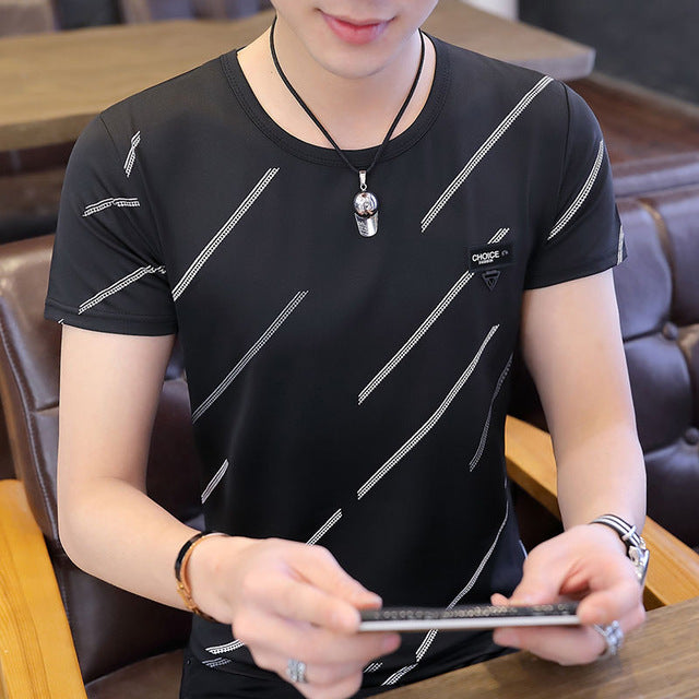 Mens Summer T Shirt Striped 3D Print Men T Shirt
