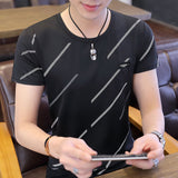 Mens Summer T Shirt Striped 3D Print Men T Shirt