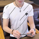 Mens Summer T Shirt Striped 3D Print Men T Shirt