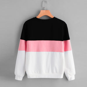Hoodies Women Pink Patchwork Sweatshirt Womens Streetwear Womens