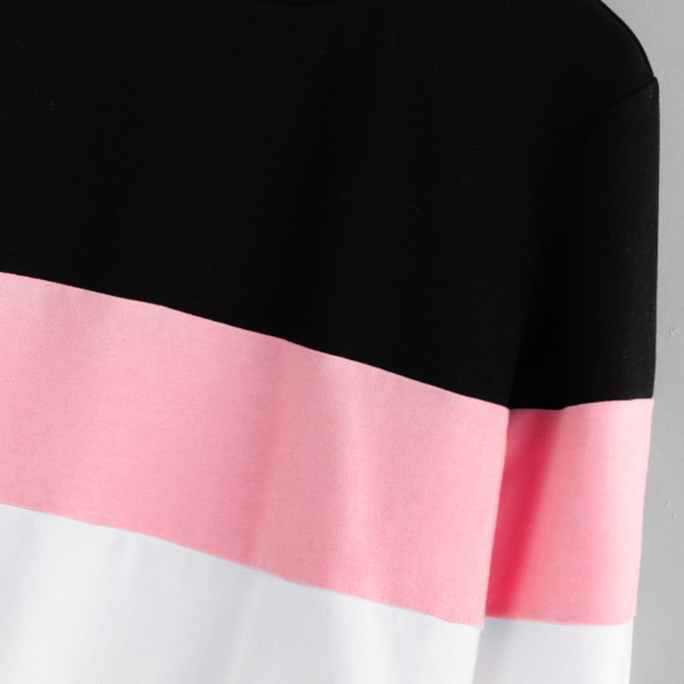 Hoodies Women Pink Patchwork Sweatshirt Womens Streetwear Womens