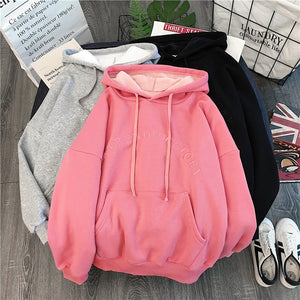Hoodies Women Hooded Letter Simple All-match Leisure Oversize Pullovers