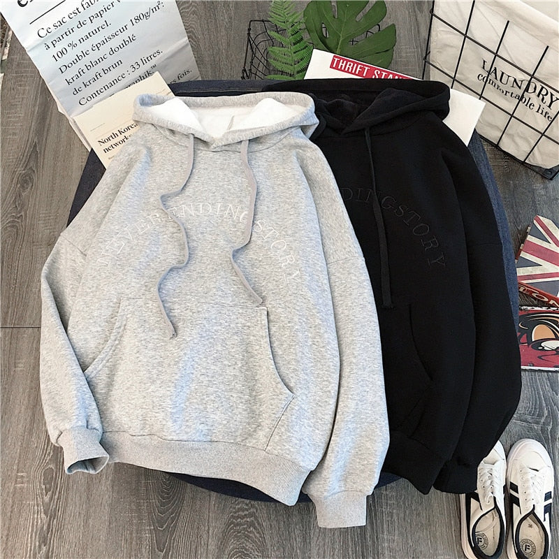 Hoodies Women Hooded Letter Simple All-match Leisure Oversize Pullovers