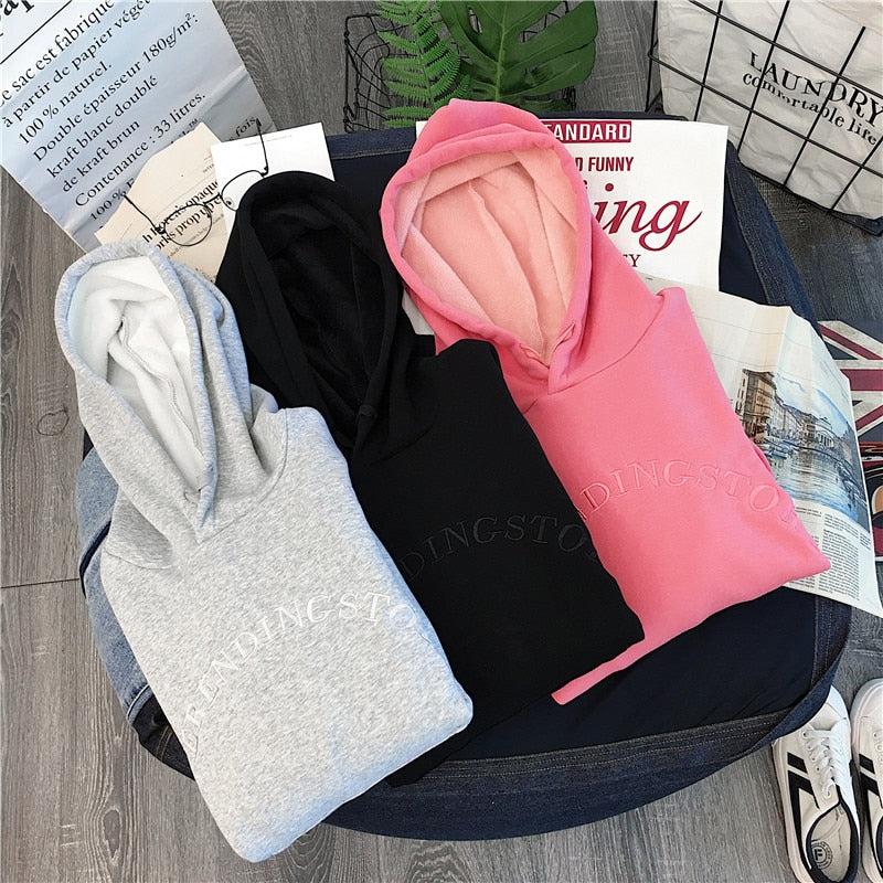 Hoodies Women Hooded Letter Simple All-match Leisure Oversize Pullovers