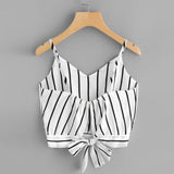Crop Top V Neck Striped  Summer Tops For Women