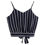 Crop Top V Neck Striped  Summer Tops For Women