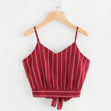 Crop Top V Neck Striped  Summer Tops For Women