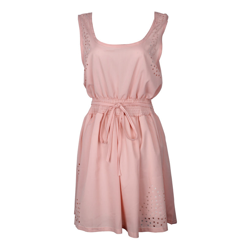 Summer dress Women Korean Casual bandage pink party dress Ladies
