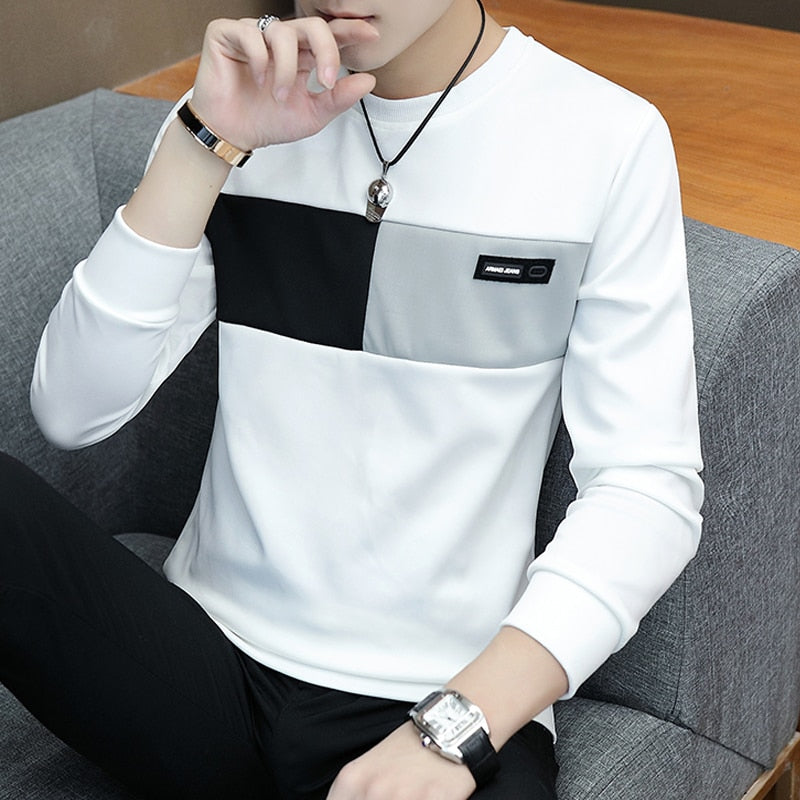 New T - shirt Men's Long Sleeve Shirt Trend Loose Clothes Thin Backing Shirt