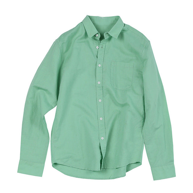 Men Summer Button Linen Cotton Long Sleeve  camisa masculina