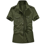 shirt men Military Fashion Military Pure Color Pocket