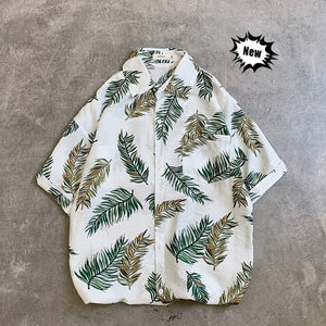 LEGIBLE Floral Shirt  Men Korean Fashion Short Sleeve Shirt Male Hawaiian Shirts