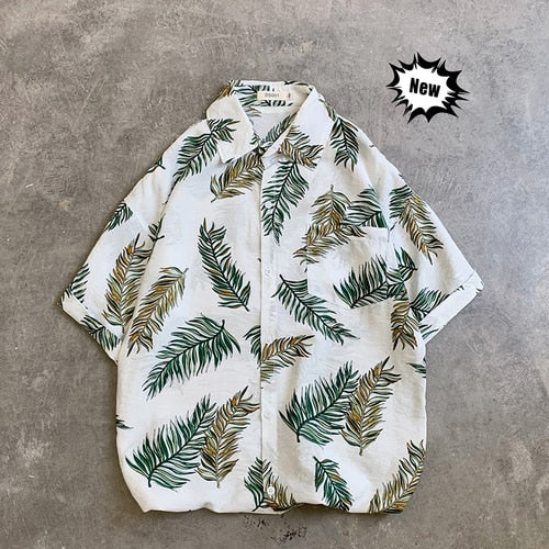LEGIBLE Floral Shirt  Men Korean Fashion Short Sleeve Shirt Male Hawaiian Shirts
