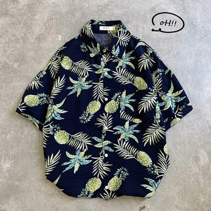 LEGIBLE Floral Shirt  Men Korean Fashion Short Sleeve Shirt Male Hawaiian Shirts