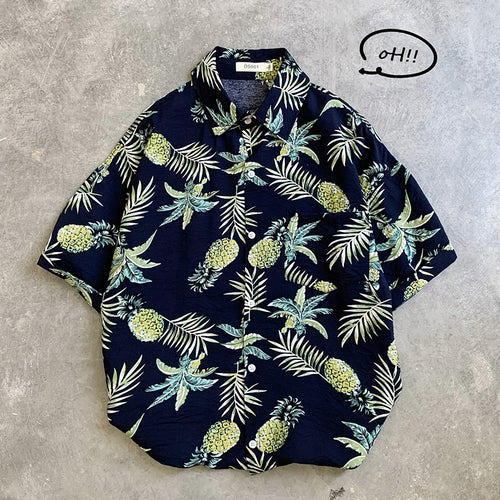 LEGIBLE Floral Shirt  Men Korean Fashion Short Sleeve Shirt Male Hawaiian Shirts