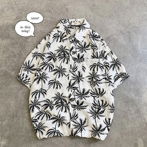 LEGIBLE Floral Shirt  Men Korean Fashion Short Sleeve Shirt Male Hawaiian Shirts