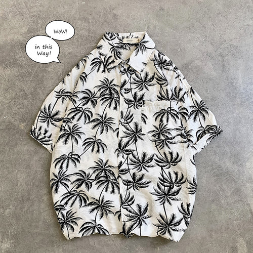 LEGIBLE Floral Shirt  Men Korean Fashion Short Sleeve Shirt Male Hawaiian Shirts