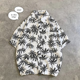 LEGIBLE Floral Shirt  Men Korean Fashion Short Sleeve Shirt Male Hawaiian Shirts