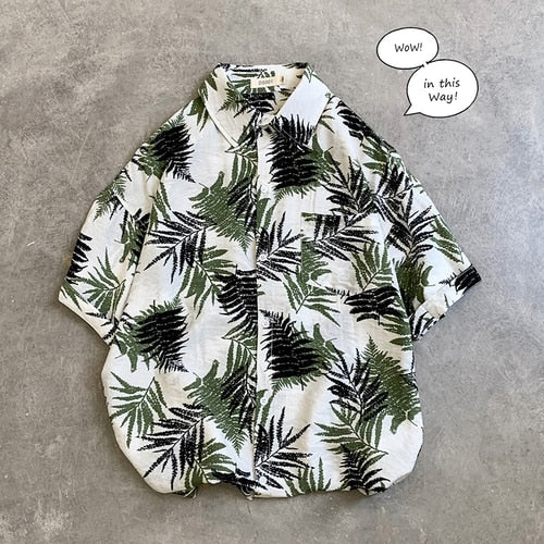LEGIBLE Floral Shirt  Men Korean Fashion Short Sleeve Shirt Male Hawaiian Shirts