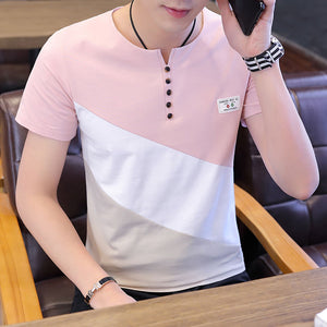 O Neck Casual T-Shirts Summer Solid Color Cotton Slim Fit Men