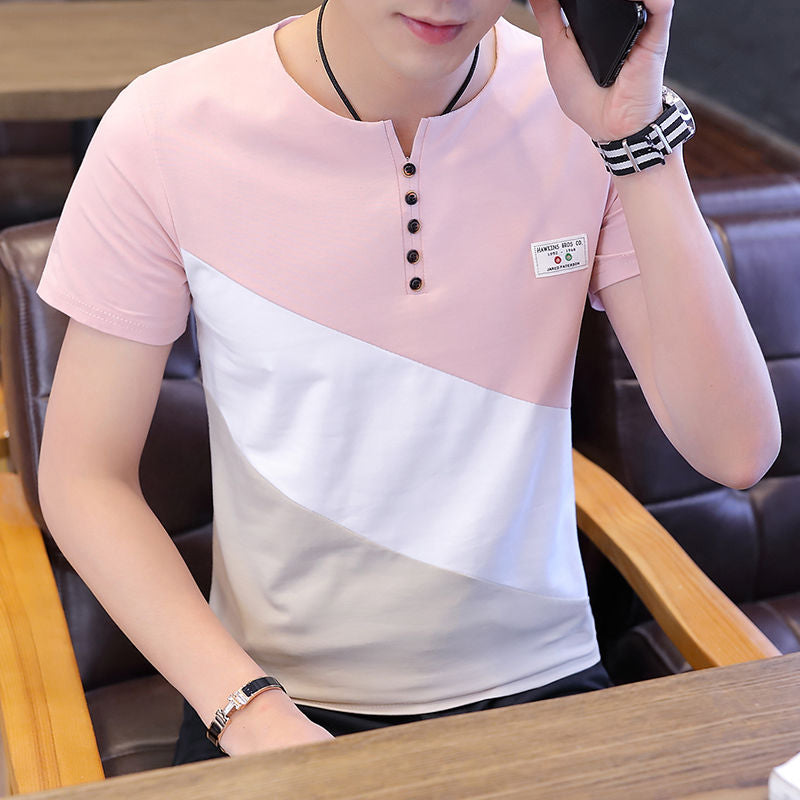 O Neck Casual T-Shirts Summer Solid Color Cotton Slim Fit Men