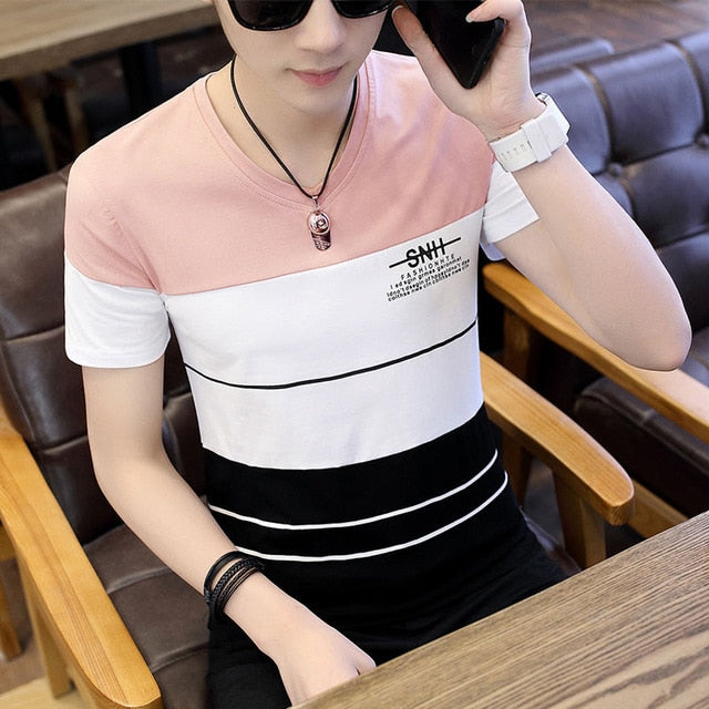 O Neck Casual T-Shirts Summer Solid Color Cotton Slim Fit Men